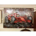 A modern metalwork picture of Formula 1 racing car