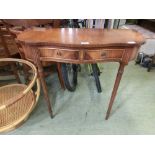 A modern mahogany serpentine fronted hall table
