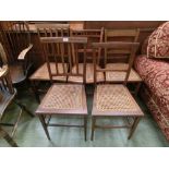 Five assorted cane seated bedroom chairs