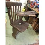 A 19th century child's school desk and seat together with one other chair (A/F)