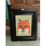 An oil on board of foxes' head