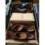 A tray containing five pairs of leather shoes by Barber and LoakeUnsure of sizings from markings.