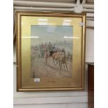 A framed and glazed possible print of hunting carriage scene titled 'Evening'