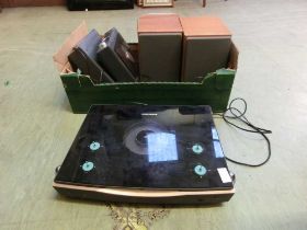 A Hitachi mini stereo system along with a Marantz CD player