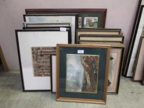 A large collection of framed and glazed prints to include building scenes, countryside, etc