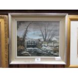 A modern framed oil on canvas of a river scene signed bottom right Brian Tovey