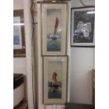 A pair of framed and glazed possible watercolours of sailing vessels after Garman Morris