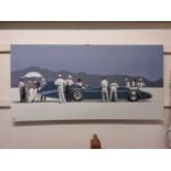 A stretched canvas of bluebird after Vettriano