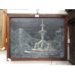 A framed oil on board of mountain scene signed bottom right