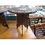 An eastern hardwood inlaid collapsible occasional table