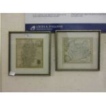Two framed and glazed maps of Nottinghamshire, Leicestershire/Rutland