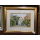 A modern gilt framed and glazed watercolour of a park scene signed bottom right _Bick