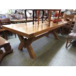 A substantial modern oak rectangular dining table with extra leaf to endWidth - 100cmClosed Length -