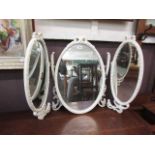 A white painted triple vanity mirror