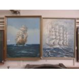 A framed oil on board of a sailing boat signed bottom right G Dunn together with a gilt framed and