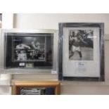 Two framed and glazed limited edition photographic artworks of Muhammed Ali and Rocky