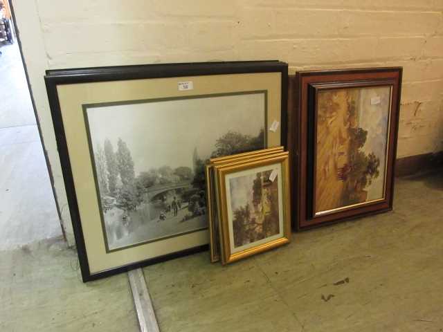 A collection of framed and glazed prints to include countryside, buildings, etc