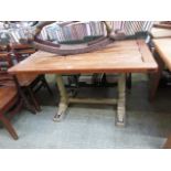 A stripped pine part painted refectory style table