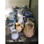 A selection of ceramic jugs to include Dudson Brothers, Portmeirion, Jasperware style jugs, etc