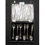 A cased set of six silver hallmarked teaspoons, approx. weight 64.7g
