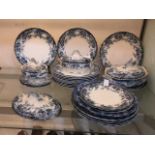 A selection of blue and white table ware, mostly by Chatsworth