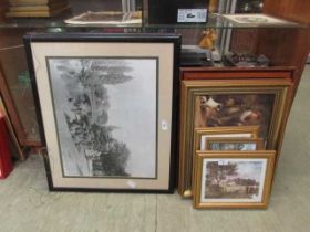 A collection of framed and glazed prints to include countryside, buildings, etc