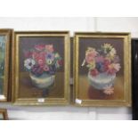 A pair of gilt framed oils on canvas of still life signed bottom right J.M.Mcmullen