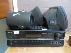 An Onkyo A/V Receiver TX-SR508 along with four speakers