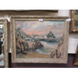 A framed oil on board of harbour scene signed bottom left T.Lovell