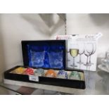 A boxed set of Maxwell and Williams designer glasses together with a pair of cut glass tumblers