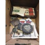 A box containing Grand Prix memorabilia from 1937 to include official armbands, programmes,