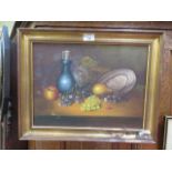 A framed oil on canvas of still life signed Sing