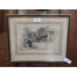 A framed and glazed possible pen drawing of The Lord Leycester Hospital signed Sidney Barrett