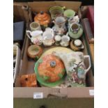 A tray containing jugs, plates etc.