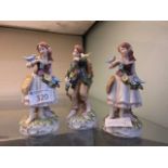 Three continental style figurines of children