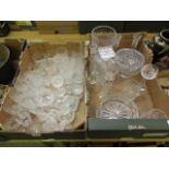 Two trays of glassware to include drinking vessels, bowls, tankards etc.