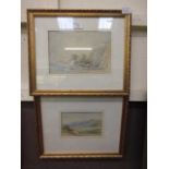 A pair of framed and glazed watercolours of coastal and lake scenes