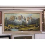 A mid-20th century oil on canvas of Austrian mountain scene
