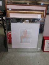 Four framed and glazed artworks to include limited edition print of boat, hunting scene,