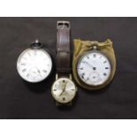 Two white metal cased pocket watches, one with silver hallmarks, the other marked '925' together