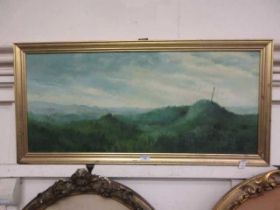 A framed oil on board of grassy hillock scene signed E.C.Horton