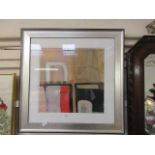 A modern framed and glazed abstract print