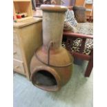 A clay chiminea