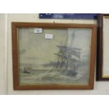 A framed and glazed watercolour of sailing vessel after Sidney Goodwin