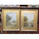 A pair of gilt framed and glazed watercolours of countryside scenes signed Albert Potter 1913