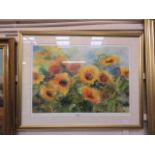 A framed and glazed print of still life signed in pencil