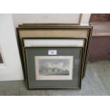 Six framed and glazed prints to include buildings, seascapes, etc