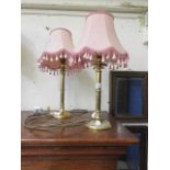 Two reproduction brass table lamps