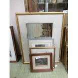 Four framed and glazed pictures of duck, scenery, etc