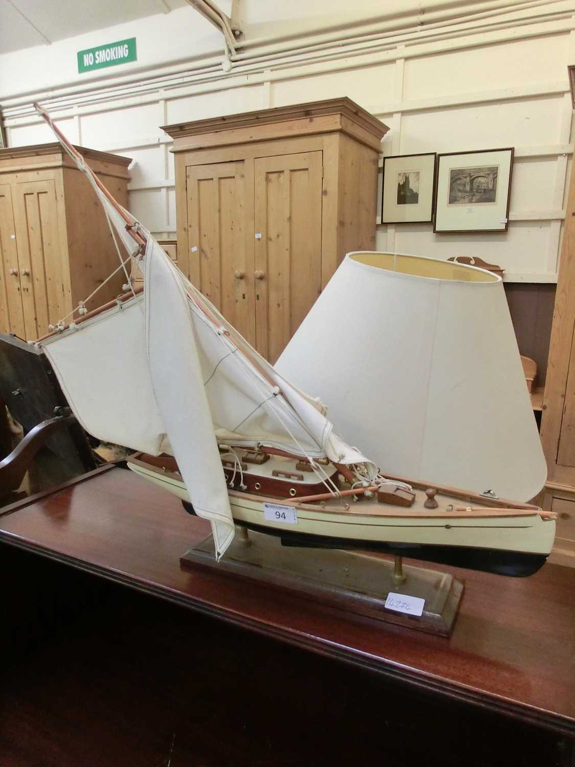 A model of a sailing boat